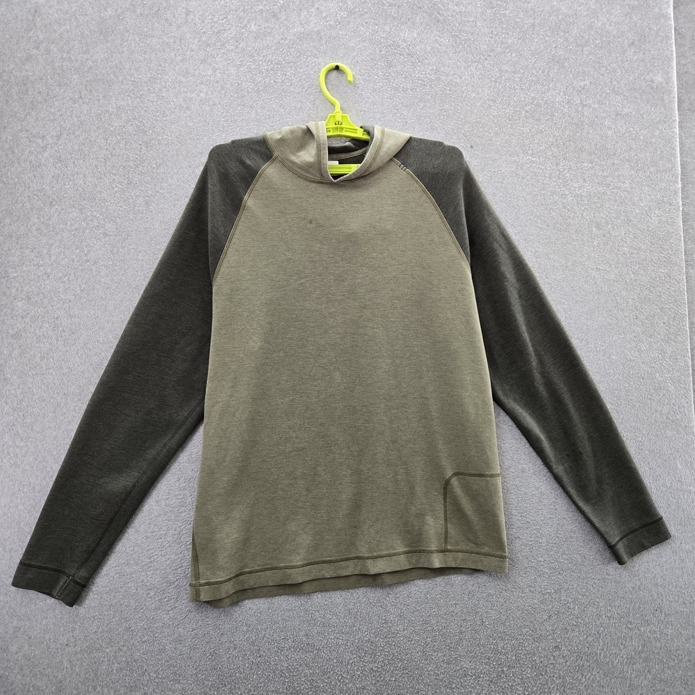 Lululemon Men Hoodie L Olive Raglan Colorblock Fleece Pullover